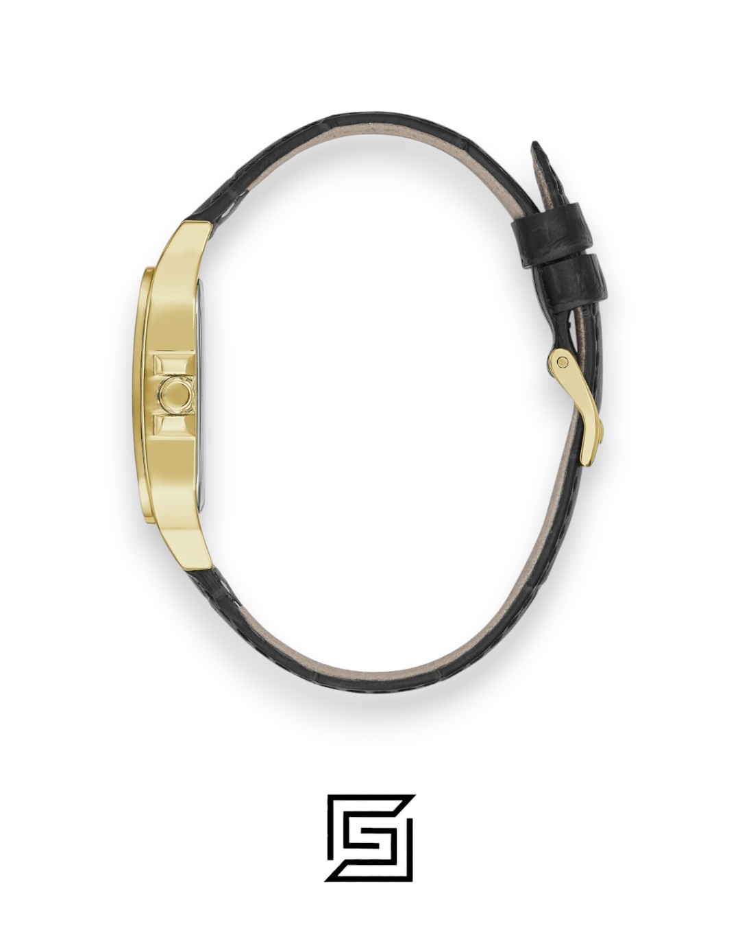 GUESS Ladies GOLD Tone Analog BAND Leather BLACK Watch GW0309L2 - Image 3