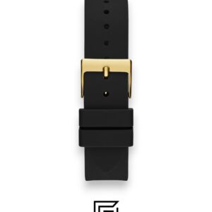 ⁦GUESS Ladies Gold Tone Analog Band BLACK Silicone Watch  GW0536L3⁩ - الصورة ⁦4⁩