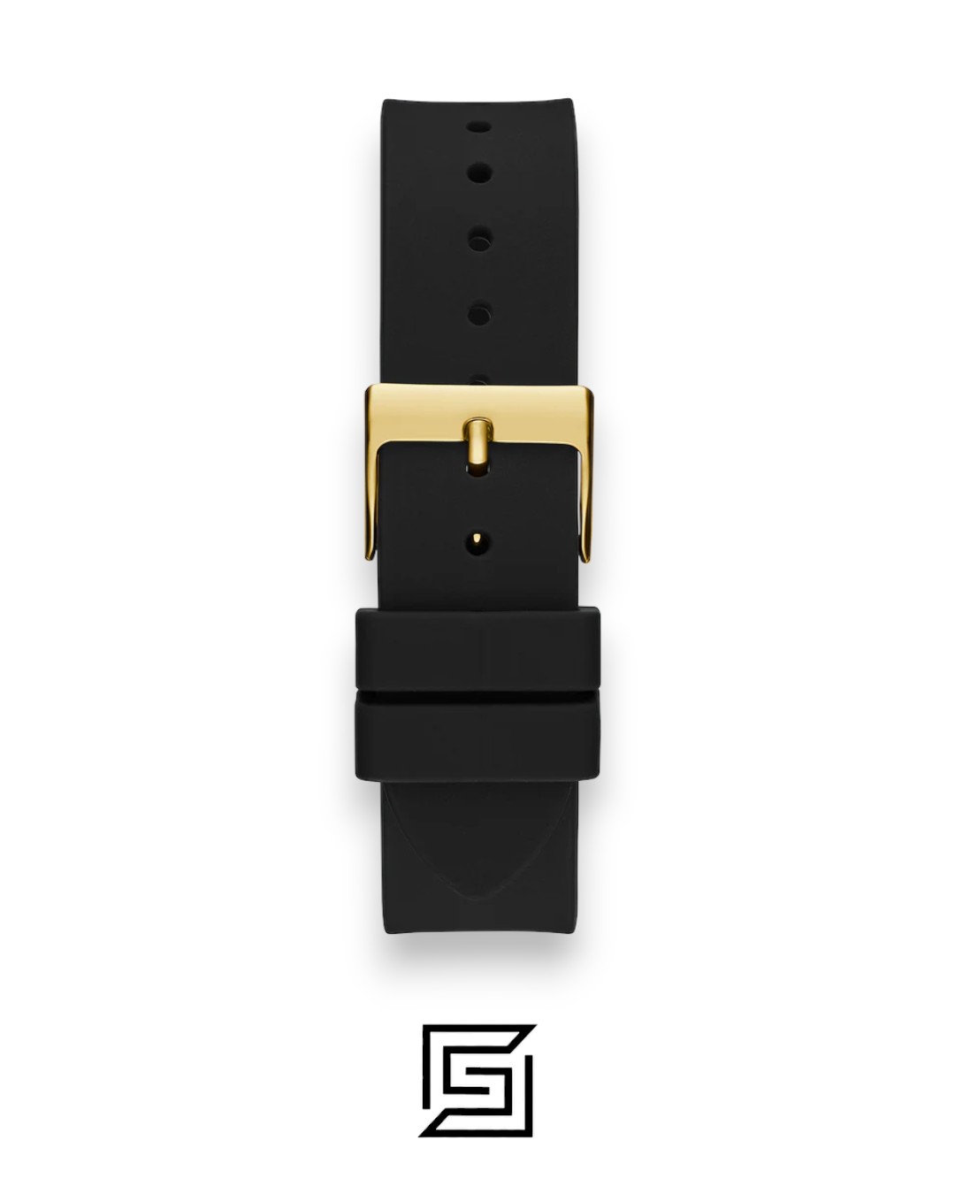 ⁦GUESS Ladies Gold Tone Analog Band BLACK Silicone Watch  GW0536L3⁩ - الصورة ⁦4⁩