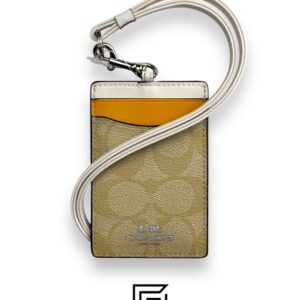 Id Lanyard In Signaure Canvas CZ285 Khaki x Yellow - Image 1
