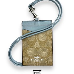 Id Lanyard In Signaure Canvas CZ285 Khaki x Light Blue - Image 1
