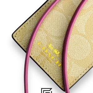 Id Lanyard In Signaure Canvas CZ285 Khaki x Dark Pink - Image 2