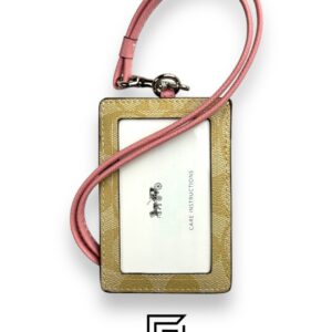 ⁦Id Lanyard In Signaure Canvas CZ285 Khaki x Light Pink⁩ - الصورة ⁦3⁩