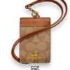 Id Lanyard In Signaure Canvas CZ285 BROWN With Metal Logo
