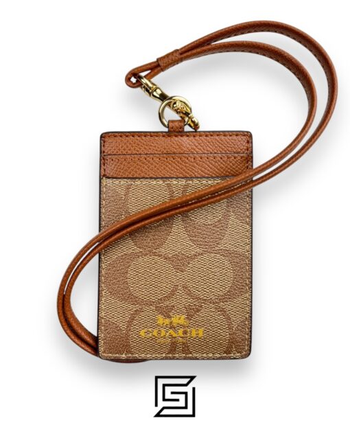 Id Lanyard In Signaure Canvas CZ285 BROWN With Metal Logo