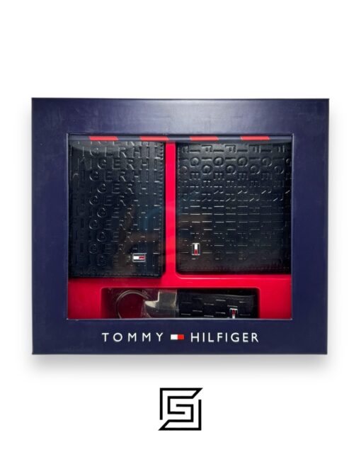 PASSCASE 3 PCS HILFIGER LETTERS PATTERN/BLACK