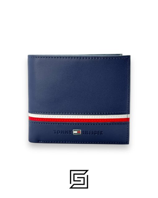 TOMMY SINGLE WALLET WHITE LINE IN MIDDLE/BLUE