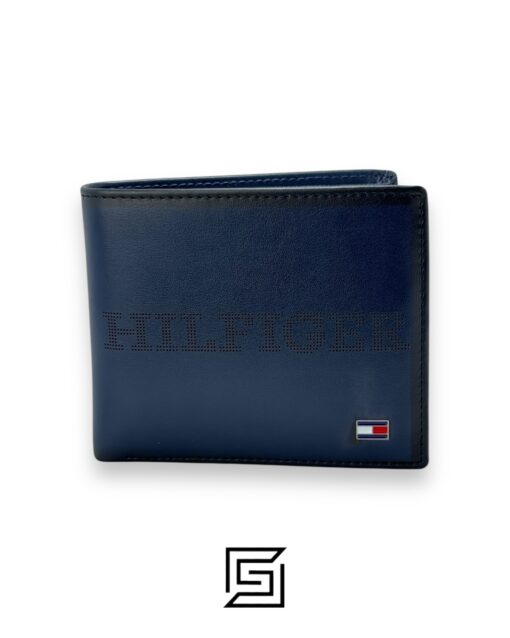 TOMMY SINGLE WALLET W WITH HILFIGER POINTS PRINT AND SIGNATURE METAL LOGO/BLUE
