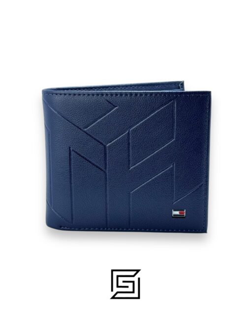 TOMMY SINGLE WALLET TH ON LEATHER WITH SIGNATURE LOGO/BLUE