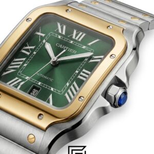 ⁦Cartier Santos 3241983 Automatic Green Roman Dial Two-Tone - 47mm⁩ - الصورة ⁦2⁩