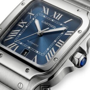 ⁦Cartier Santos 3241983 Automatic Blue Roman Dial Stainless Steel - 47mm⁩ - الصورة ⁦2⁩