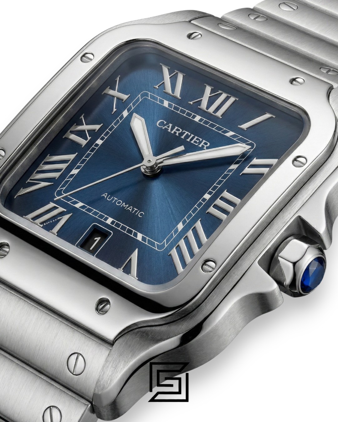 ⁦Cartier Santos 3241983 Automatic Blue Roman Dial Stainless Steel - 47mm⁩ - الصورة ⁦2⁩