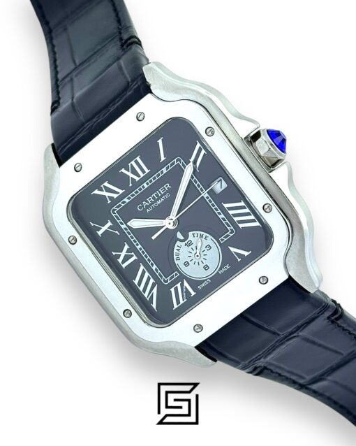 Cartier Santos 3241983 Automatic Black Roman Dial –Black Leather Strap