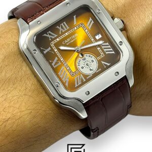 Cartier Santos 3241983 Automatic Dual Time Brown Gradient Dial Brown Leather - 47mm - Image 4