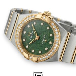 Omega Constellation Ladies 27mm – Green Dial, Diamond Bezel & Two-Tone - Image 2
