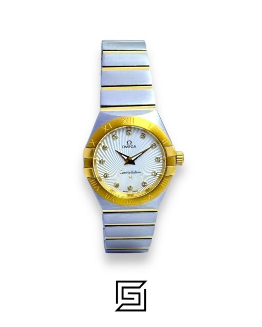 Omega Constellation Silver Dial with Diamond Markers  X Gold Bezel