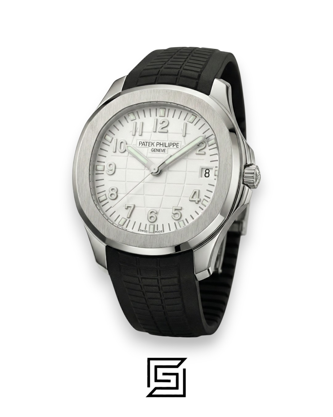 ⁦Patek Philippe Aquanaut – Cream Dial × Black Rubber Strap – Japanese Automatic⁩ - الصورة ⁦4⁩