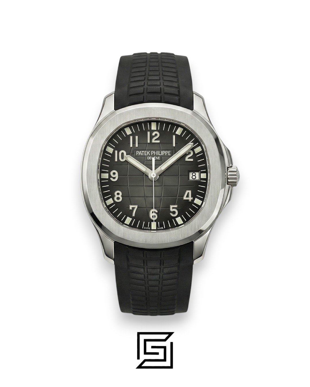 ⁦Patek Philippe Aquanaut – Black Dial × Black Rubber Strap – Japanese Automatic⁩ - الصورة ⁦1⁩