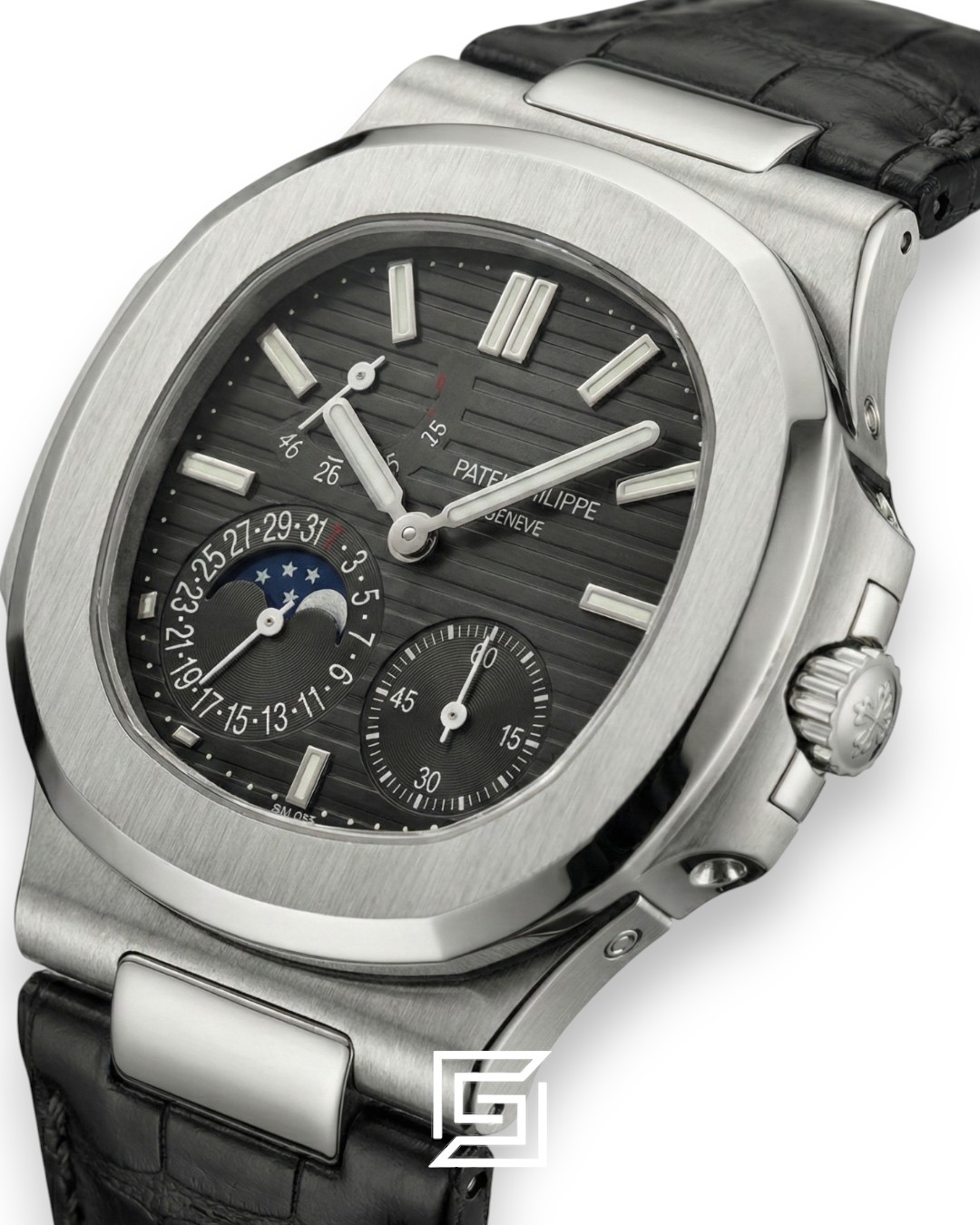 ⁦Patek Philippe Grand Complication – Black Dial – Black Leather Strap – Japanese Automatic⁩ - الصورة ⁦2⁩