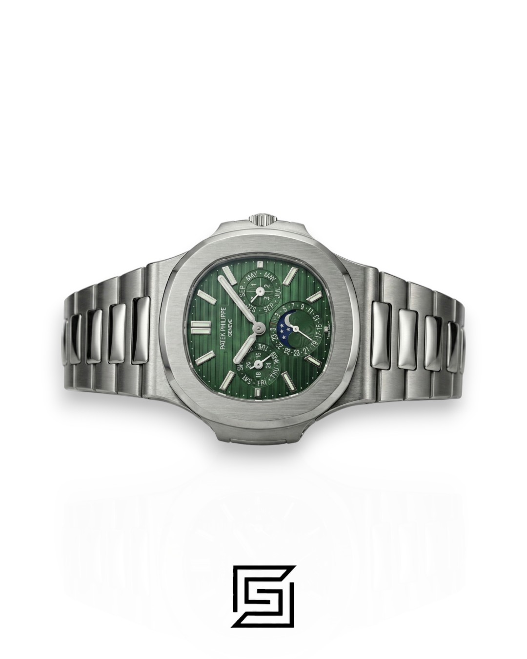 Patek Philippe Nautilus Perpetual Calendar – Green Dial – Japanese Automatic Chronograph – Stainless Steel Bracelet - Image 5