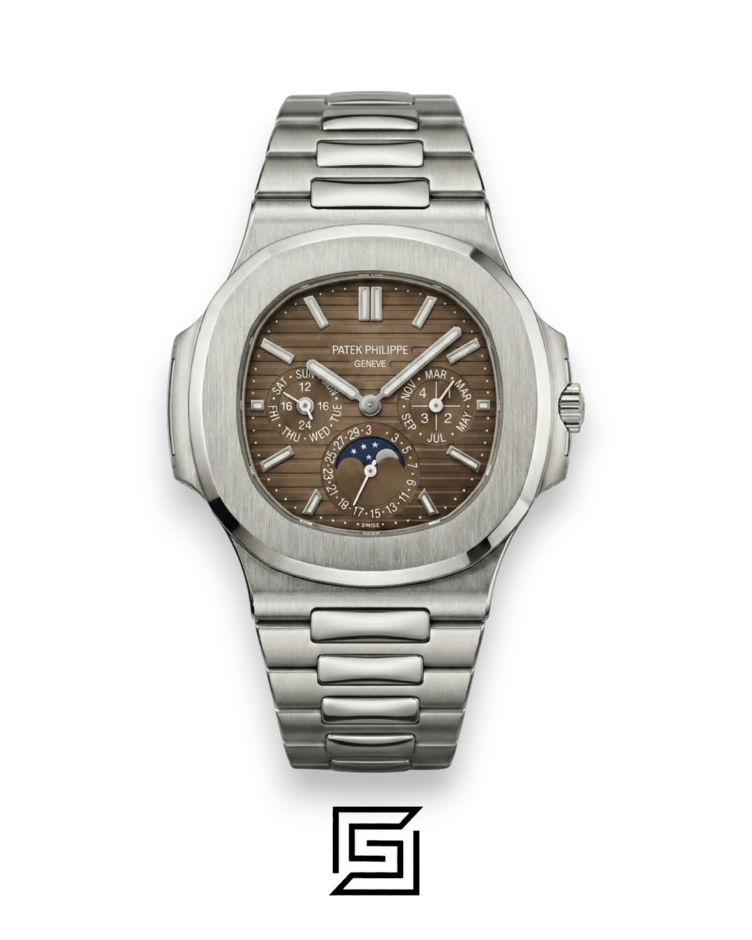 Patek Philippe Nautilus Perpetual Calendar – Brown Dial – Japanese Automatic Chronograph – Stainless Steel Bracelet - Image 1