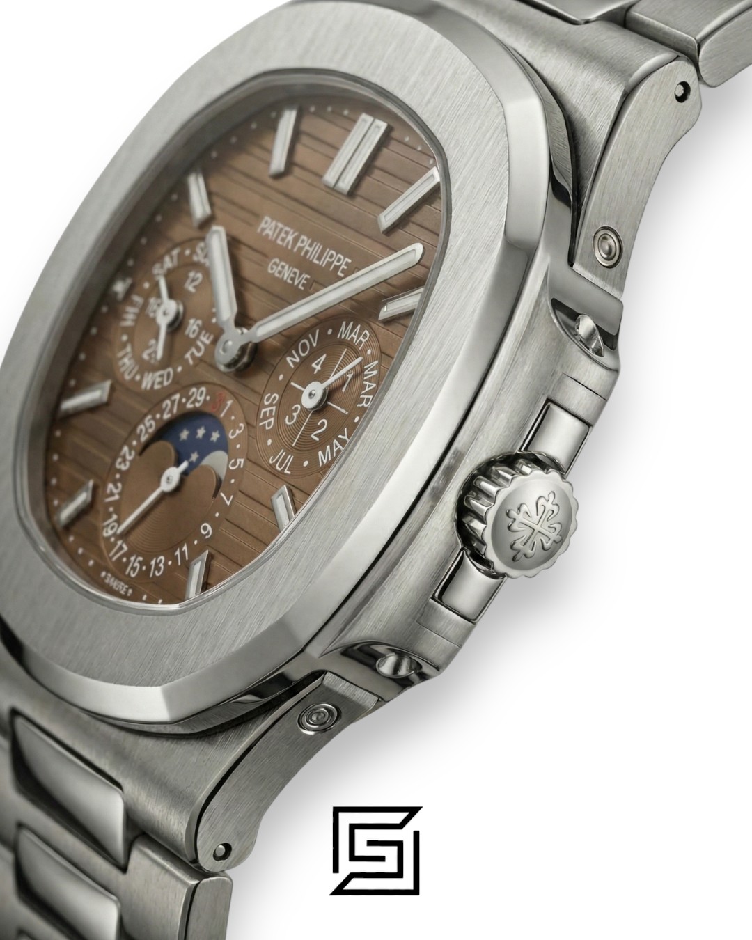 Patek Philippe Nautilus Perpetual Calendar – Brown Dial – Japanese Automatic Chronograph – Stainless Steel Bracelet - Image 3