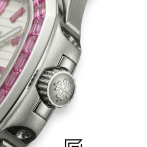 ⁦Patek Philippe Nautilus – White Dial – Pink Gem Bezel – Japanese Automatic⁩ - الصورة ⁦4⁩