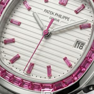 ⁦Patek Philippe Nautilus – White Dial – Pink Gem Bezel – Japanese Automatic⁩ - الصورة ⁦2⁩