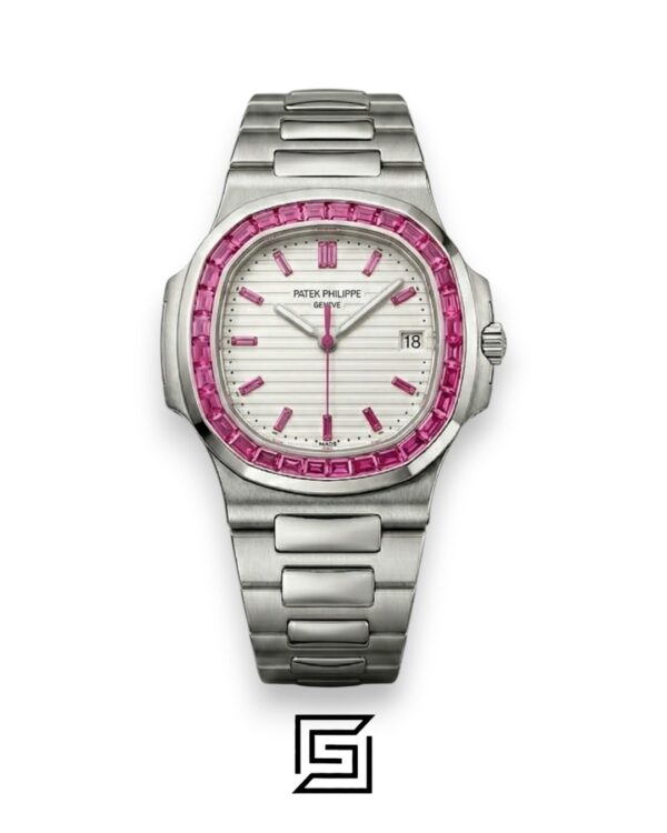 Patek Philippe Nautilus – White Dial – Pink Gem Bezel – Japanese Automatic
