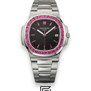 Patek Philippe Nautilus – White Dial – Pink Gem Bezel – Japanese Automatic - Image 1