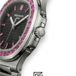 Patek Philippe Nautilus – White Dial – Pink Gem Bezel – Japanese Automatic - Image 2