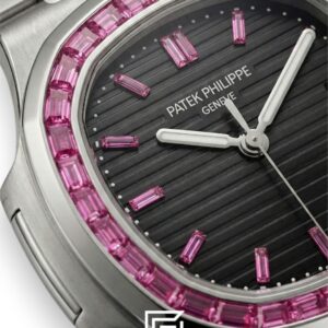 Patek Philippe Nautilus – White Dial – Pink Gem Bezel – Japanese Automatic - Image 3