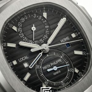 Patek Philippe Nautilus Travel Time – Black Dial – Japanese Automatic Chronograph – Stainless Steel Bracelet - Image 3