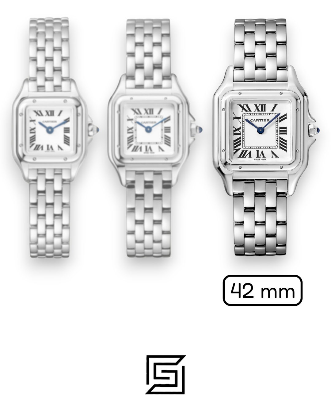 ⁦Cartier Santos 644329 Quartz White Roman Dial Two-Tone - 42mm⁩ - الصورة ⁦4⁩