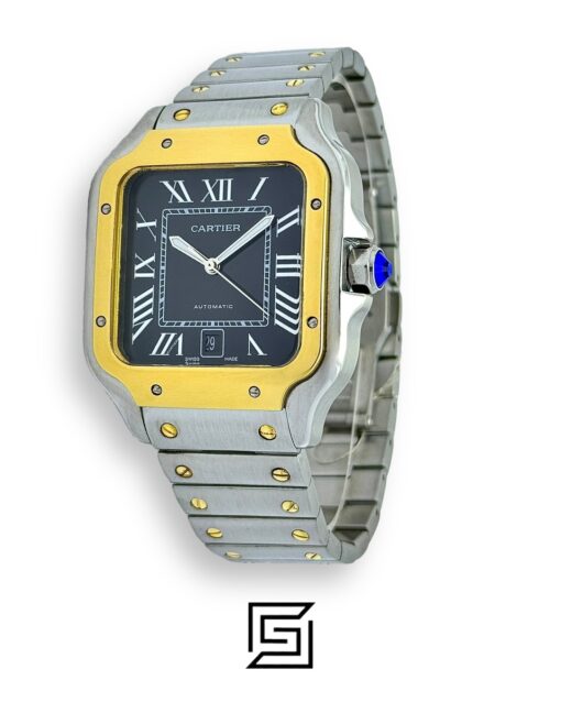 Cartier Santos 3241983 Automatic Black Roman Dial – Two-Tone Steel Silver x  Gold