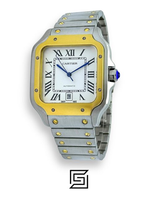 Cartier Santos 3241983 Automatic White Roman Dial – Two-Tone Steel Silver x Gold