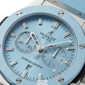 Hublot Classic Fusion Chronograph – Sky Blue Dial with Matching Rubber Strap - Image 2