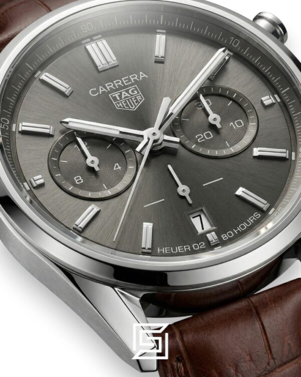 Tag Heuer Carrera Grey Dial Chronograph Brown Leather Men's Watch