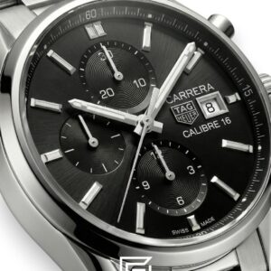 TAG Heuer Carrera Calibre 16 Black Dial Stainless Steel Chronograph Men’s Watch - Image 2