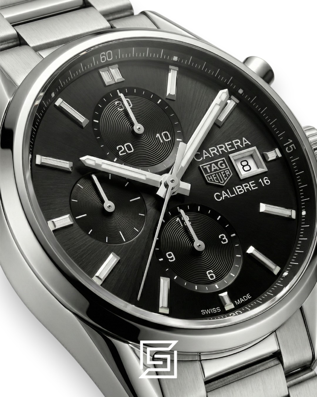 TAG Heuer Carrera Calibre 16 Black Dial Stainless Steel Chronograph Men’s Watch - Image 2