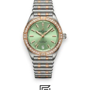 Breitling Chronomat Mint Green Diamond Bezel Two-Tone Ladies’ Watch - Image 1