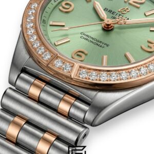 Breitling Chronomat Mint Green Diamond Bezel Two-Tone Ladies’ Watch - Image 2