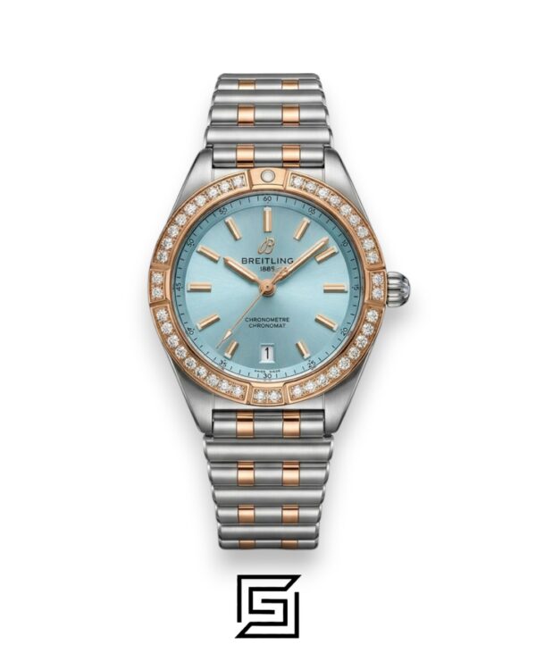 Breitling Chronomat Light Blue Diamond Bezel Two-Tone Ladies’ Watch