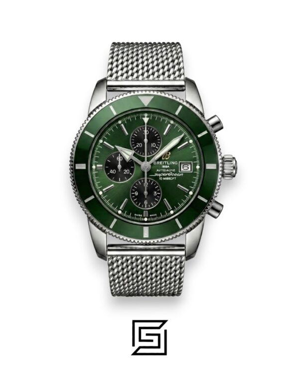 Breitling Superocean Chronograph – Green Dial – Mesh Bracelet – Japanese Quartz