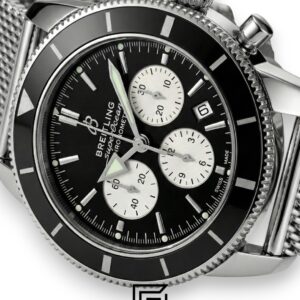 Breitling Superocean Heritage Chronograph – Black Dial – Mesh Strap – Japanese Quartz - Image 2
