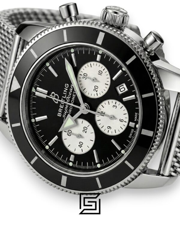 Breitling Superocean Heritage Chronograph – Black Dial – Mesh Strap – Japanese Quartz