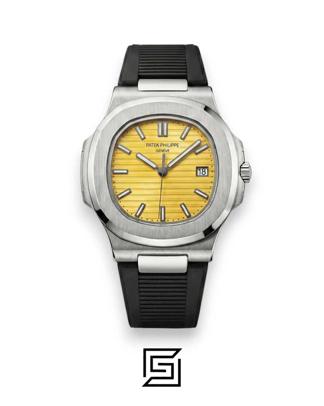 Patek Philippe Nautilus – Yellow Dial – Black Rubber Strap – Japanese Automatic - Image 1