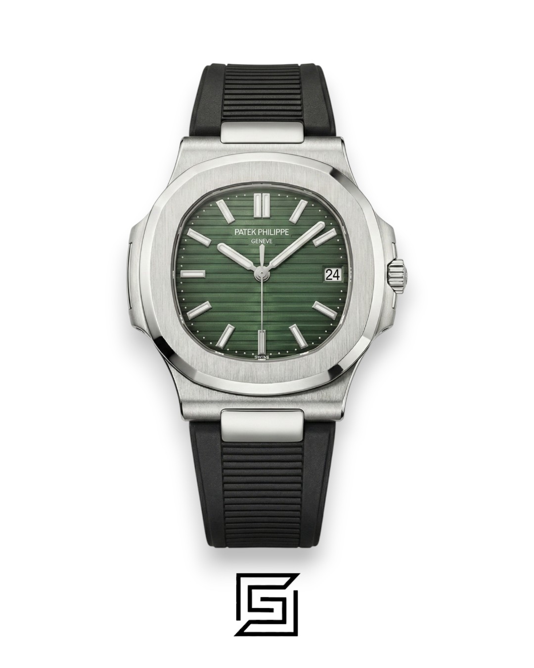 Patek Philippe Nautilus – Green Dial – Black Rubber Strap – Japanese Automatic - Image 1