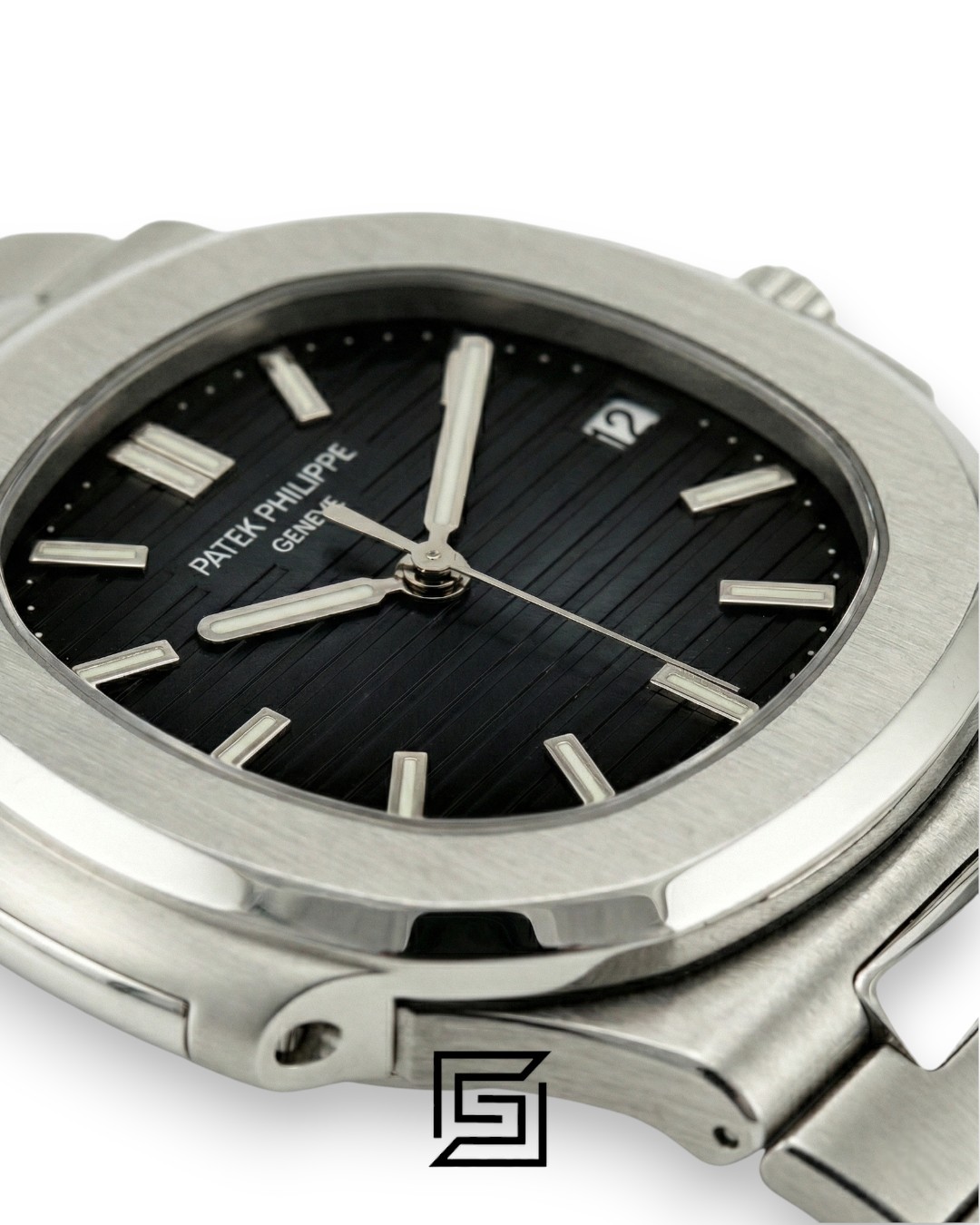 Patek Philippe Nautilus – Black Dial - Silver Stainless Steel Bracelet - Japanese Automatic - Image 2