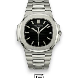 Patek Philippe Nautilus – Black Dial - Silver Stainless Steel Bracelet - Japanese Automatic - Image 1